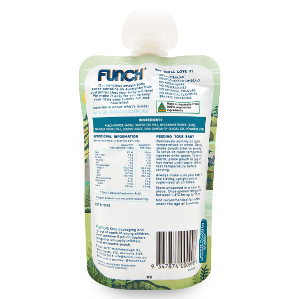 Funch Australian Fruit Puree Peach, Nectarine and Quinoa 6+ Months 120g