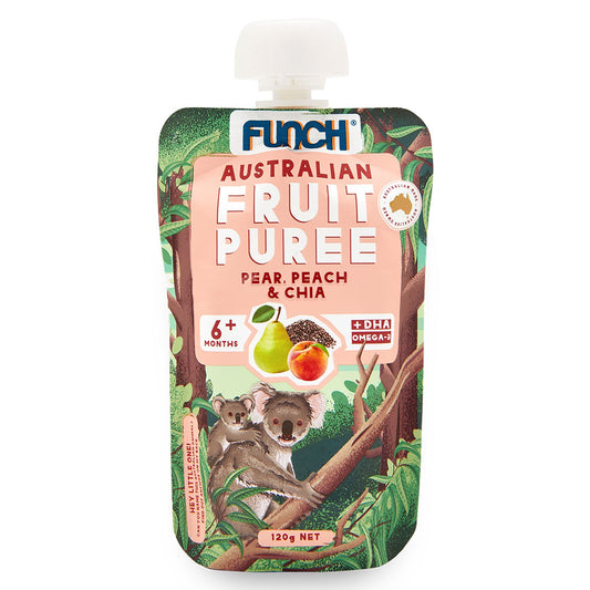 Funch Australian Fruit Puree Pear, Peach and Chia 6+ Months 120g
