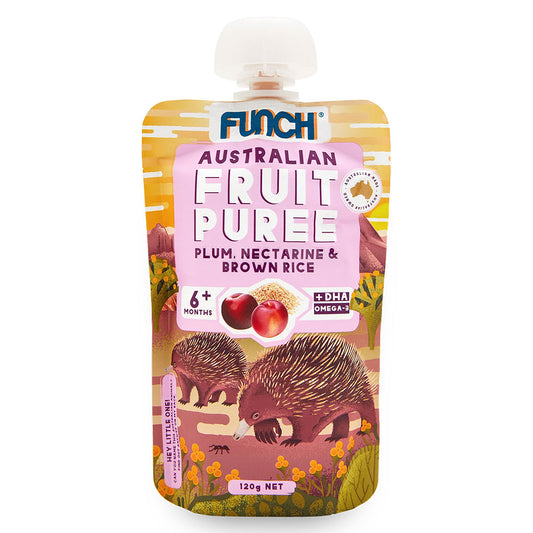 Funch Australian Fruit Puree Nectarine, Plum and Brown Rice 6+ Months 120g