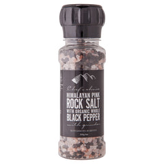 Chef's Choice Himalayan Pink Rock Salt and Organic Whole Black Pepper Grinder |