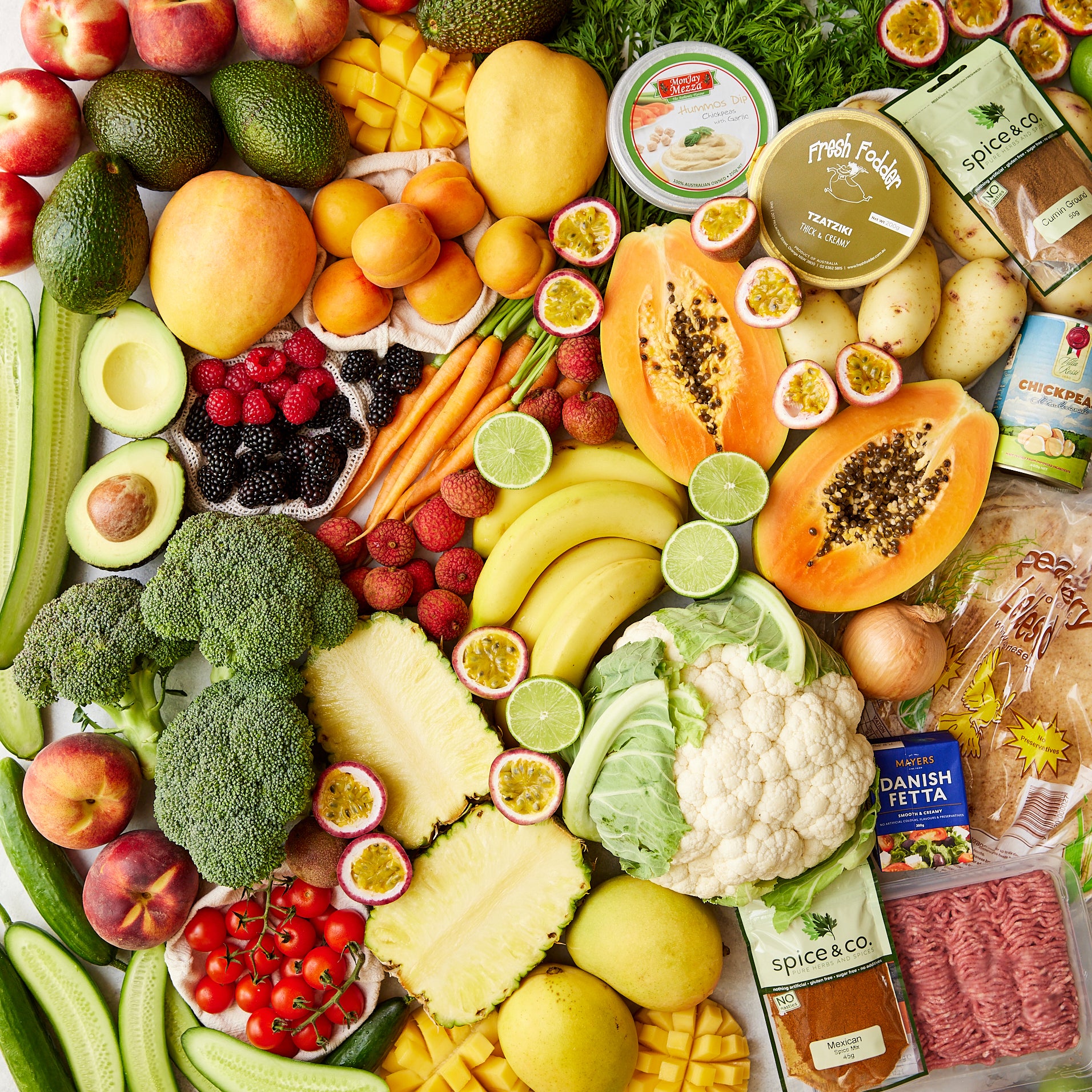 Dave's Recipe Box -  Beef Pork Mexican Salad and Feta Chickpea Pockets | Harris Farm Online