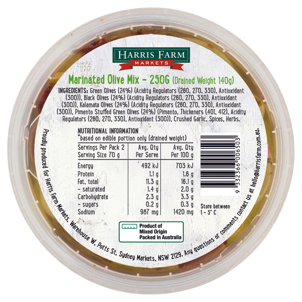 Harris Farm Olives Marinated Mix 250g