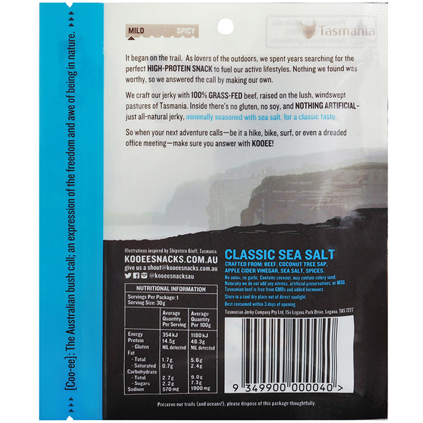 Kooee Grass Fed Beef Jerky Classic Sea Salt 30g