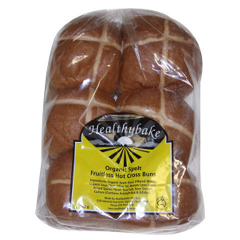 Healthy Bake Hot Cross Bun Fruit Less 6pk , Z-Bakery - Harris Farm Markets, Harris Farm Markets
