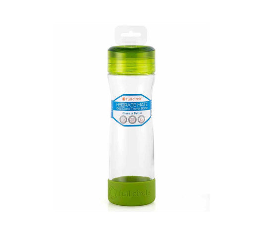 Full Circle Hydrate Mate 16oz Green Glass Travel Bottle each
