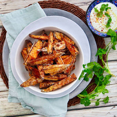 Imperfect Sweet Potato Chips - with Coriander and Feta Yoghurt Dip | Harris Farm Online