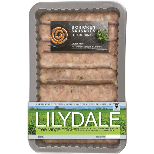 Chicken Sausage Traditional Free Range Lilydale 375g , Frdg5-Meat - Harris Farm Markets, Harris Farm Markets
