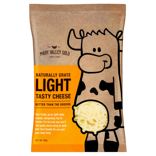 Cheddar - Tasty LIGHT Shredded (400g) Mary Valley