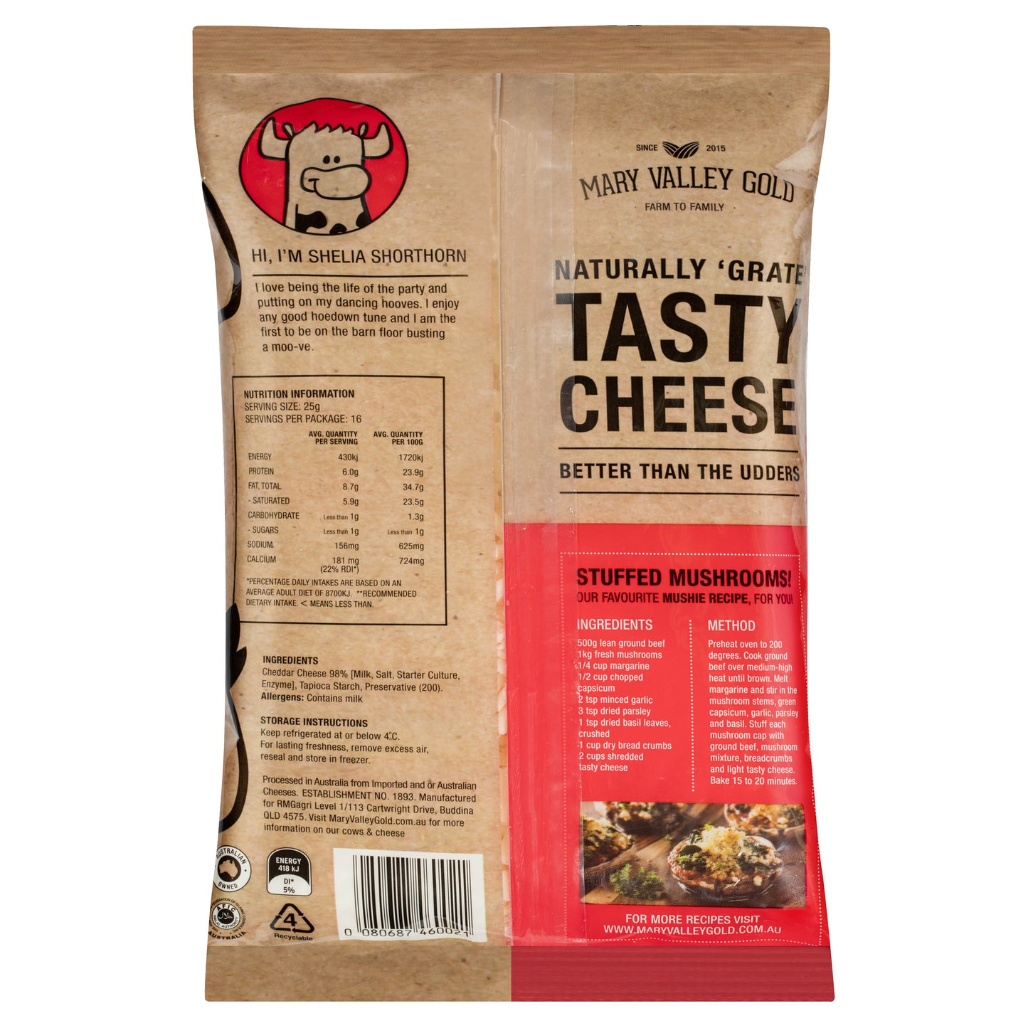 Cheddar - Tasty Shredded (400g) Mary Valley