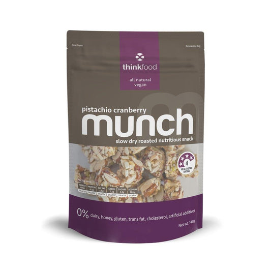 Pistachio Cranberry 140g Thinkfood Munch , Grocery-Nuts - HFM, Harris Farm Markets
