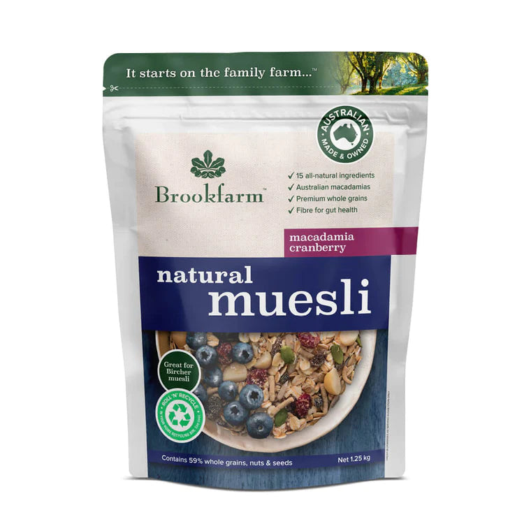 Brookfarm Muesli Natural Macadmia Cranberry Muesli 1.25kg