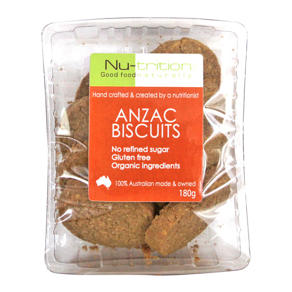 Nu-trition Anzac Biscuits Gluten Free 180g , Grocery-Biscuits - HFM, Harris Farm Markets
