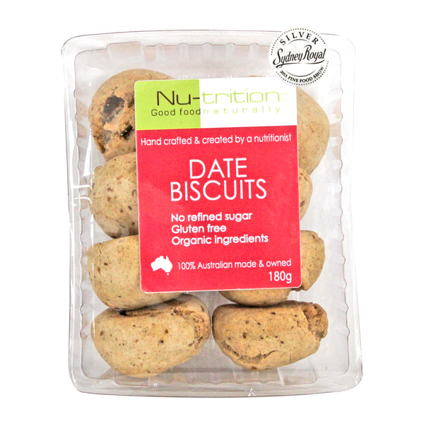 Nu-trition Date Biscuits Gluten Free 180g , Grocery-Biscuits - HFM, Harris Farm Markets
