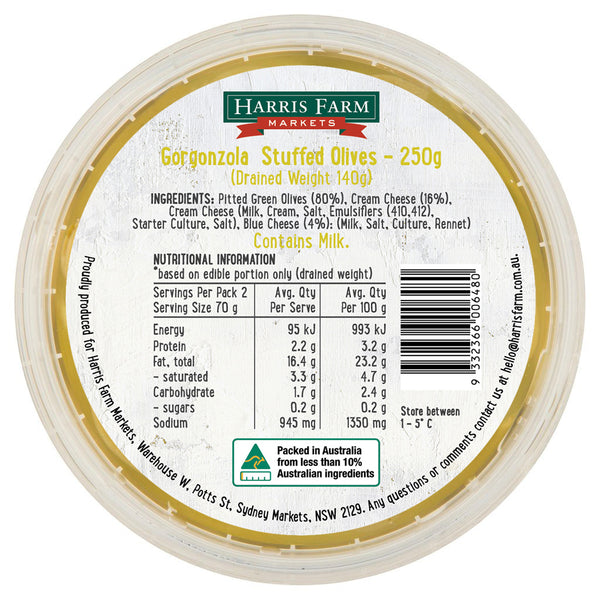 Harris Farm Olives Gorgonzola Stuffed | Harris Farm Online