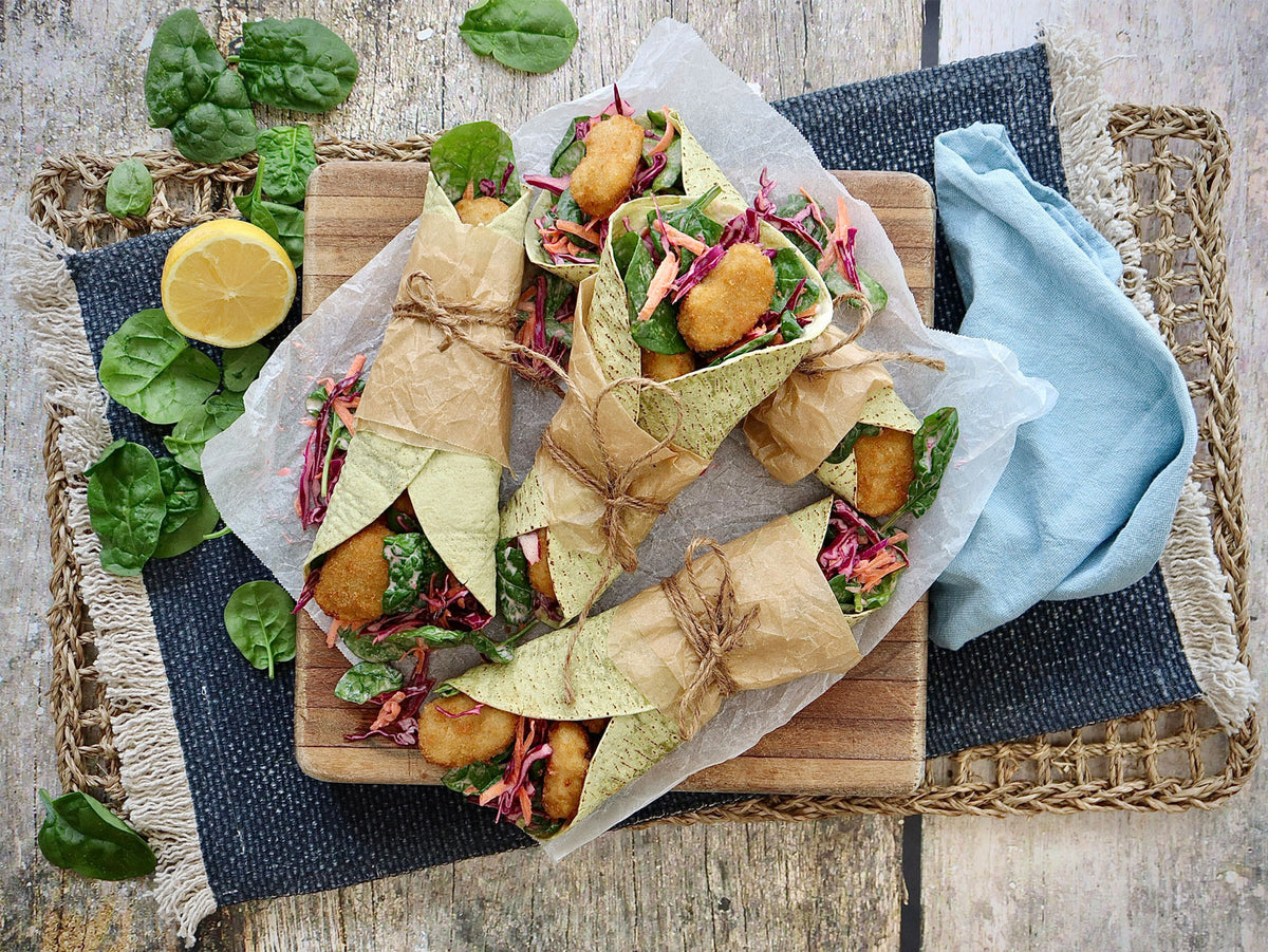 Organic Chicken Nugget Wraps - with Carrot Spinach and Cabbage Slaw | Harris Farm Online