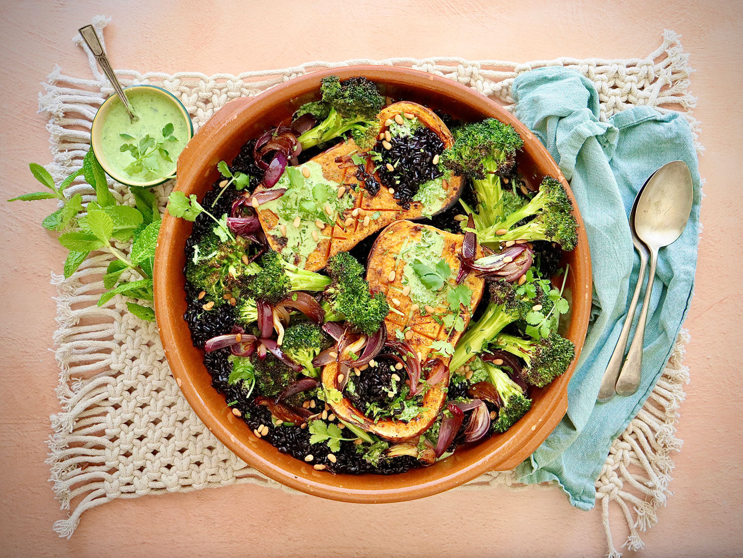 Organic Roasted Vegetables - with Black Rice and Goats Feta Herbed Yoghurt | Harris Farm Online