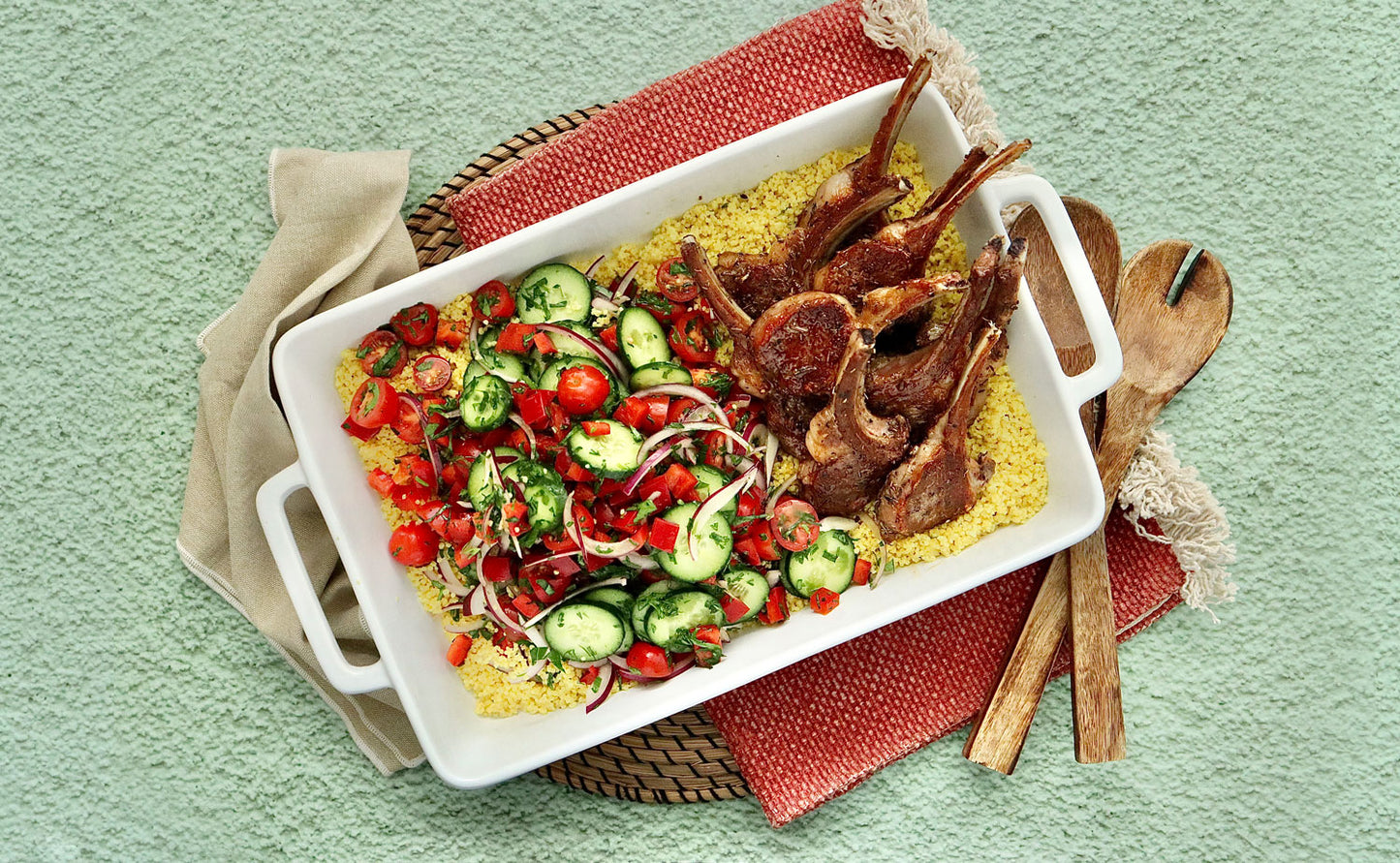 Lamb Cutlets with Millets Cucumber and Tomato Salad | Harris Farm Online