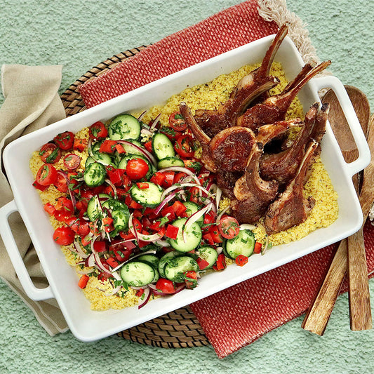 Lamb Cutlets with Millets Cucumber and Tomato Salad | Harris Farm Online