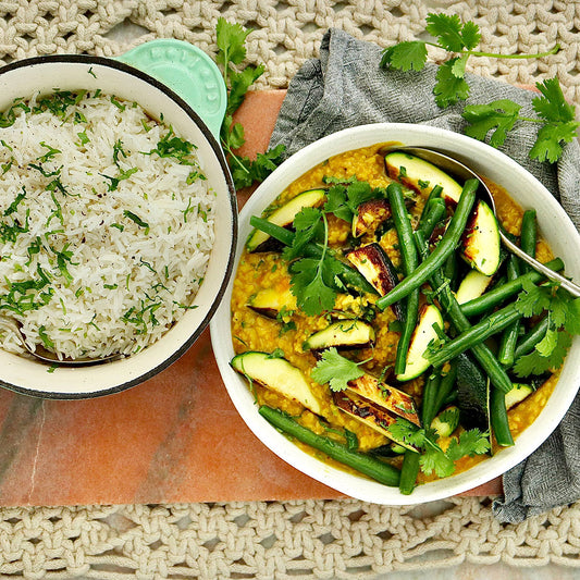 Yellow Veggie Dhal with Zucchini, Pumpkin and Green Beans | Harris Farm Online