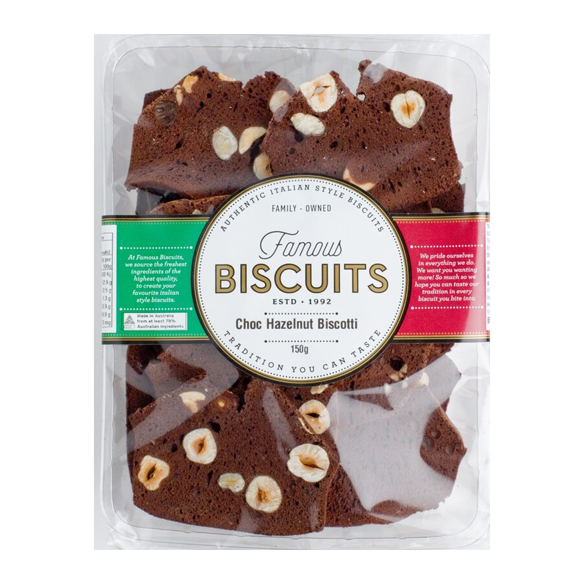Famous Biscuits Choc Hazlenut Biscotti 150g