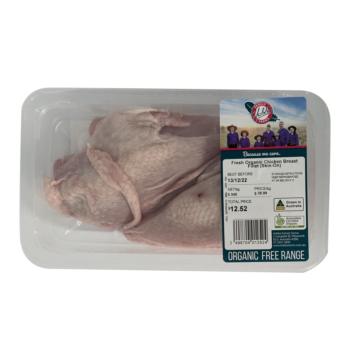 Hobbs Organic Chicken Breast Skin On 350-500g