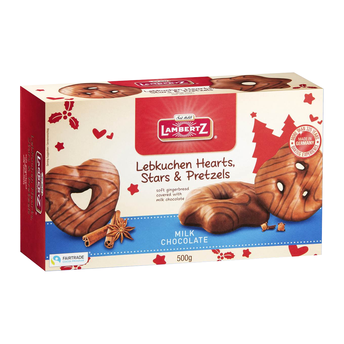 Lambertz Ginger Bread Pretzels Hearts and Star 500g