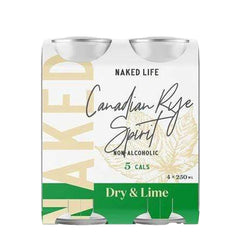 Naked Life Non-Alcoholic Cocktail Canadian Rye Spirit Dry and Lime 4 x 250ml