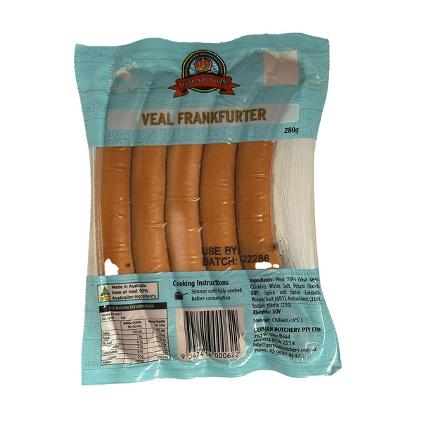 German Butchery Veal Frankfurter x5 280g