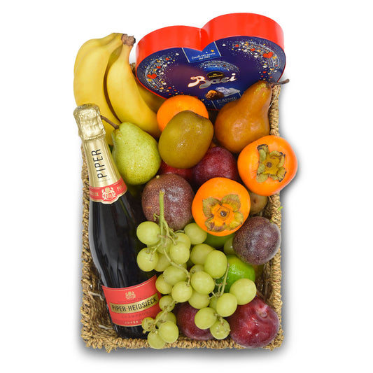 Fresh Fruit, Champagne and Chocolate Basket Each