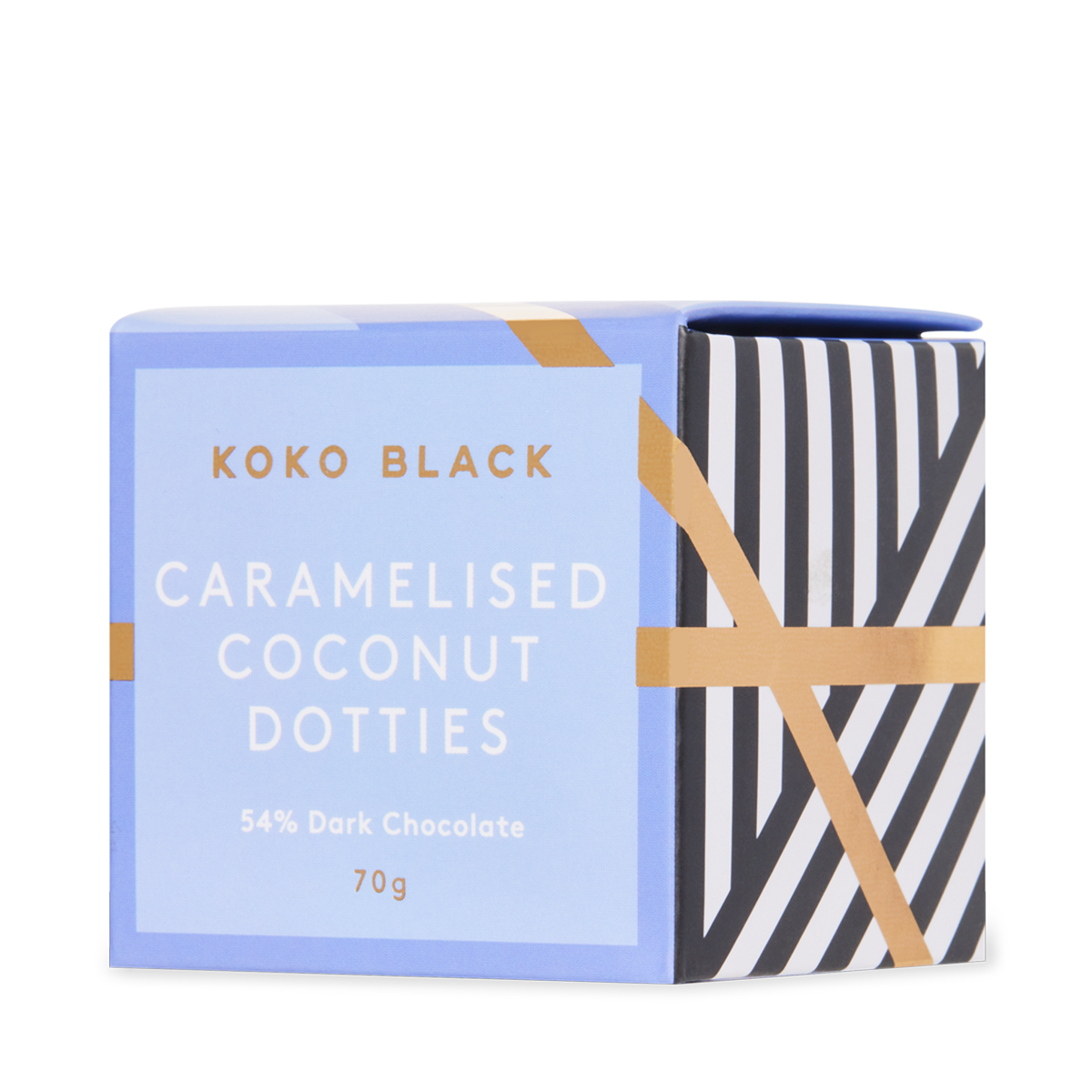 Koko Black Dark Chocolate Caramelised Coconut Dark Dotties Cube 70g
