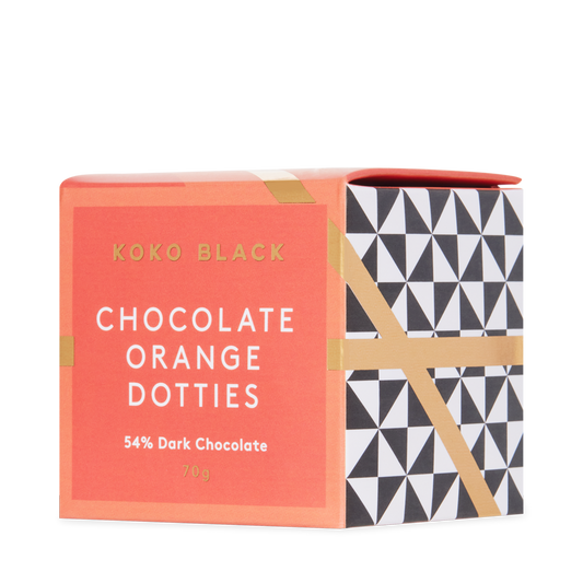 Koko Black Dark Chocolate Orange Dark Dotties Cube 70g
