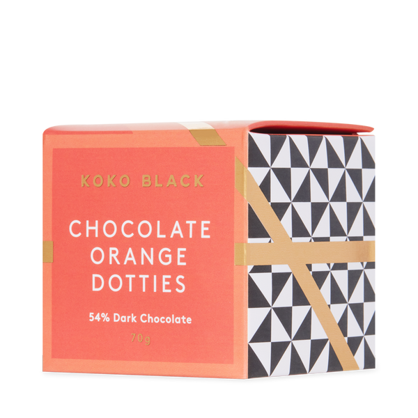 Koko Black Dark Chocolate Orange Dark Dotties Cube 70g