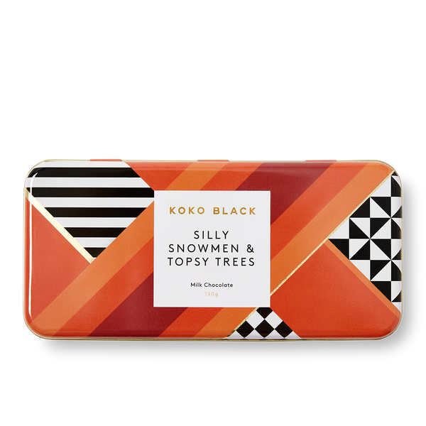 Koko Black Milk Chocolate Silly Snowmen and Topsy Trees Tin 150g