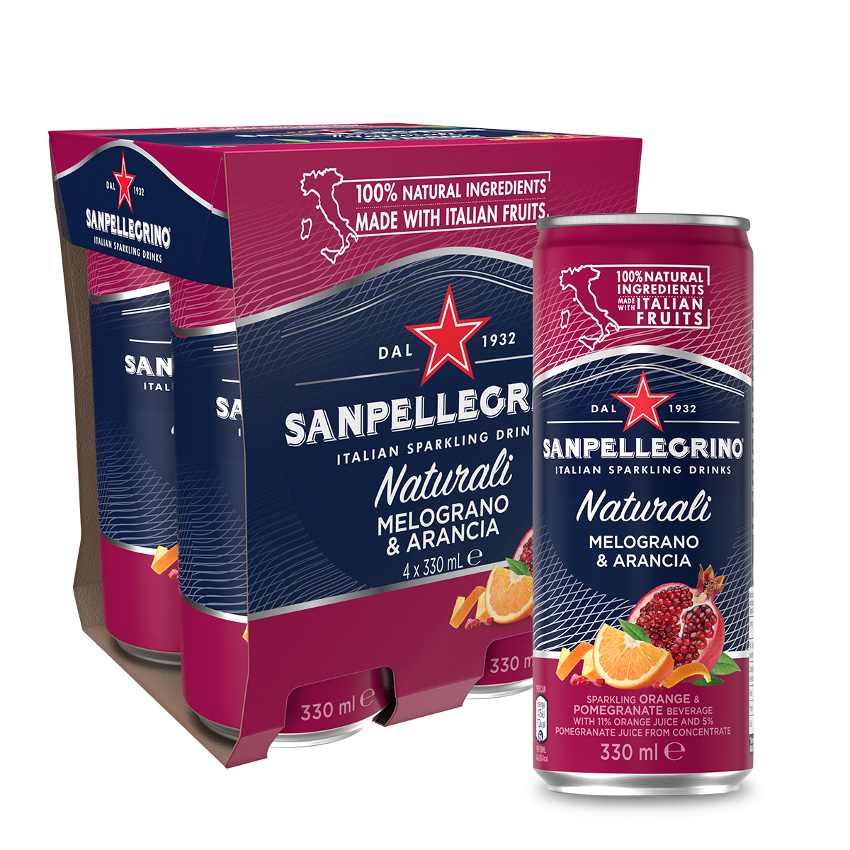San Pellegrino Melograno and Arancia 4 x 330ml