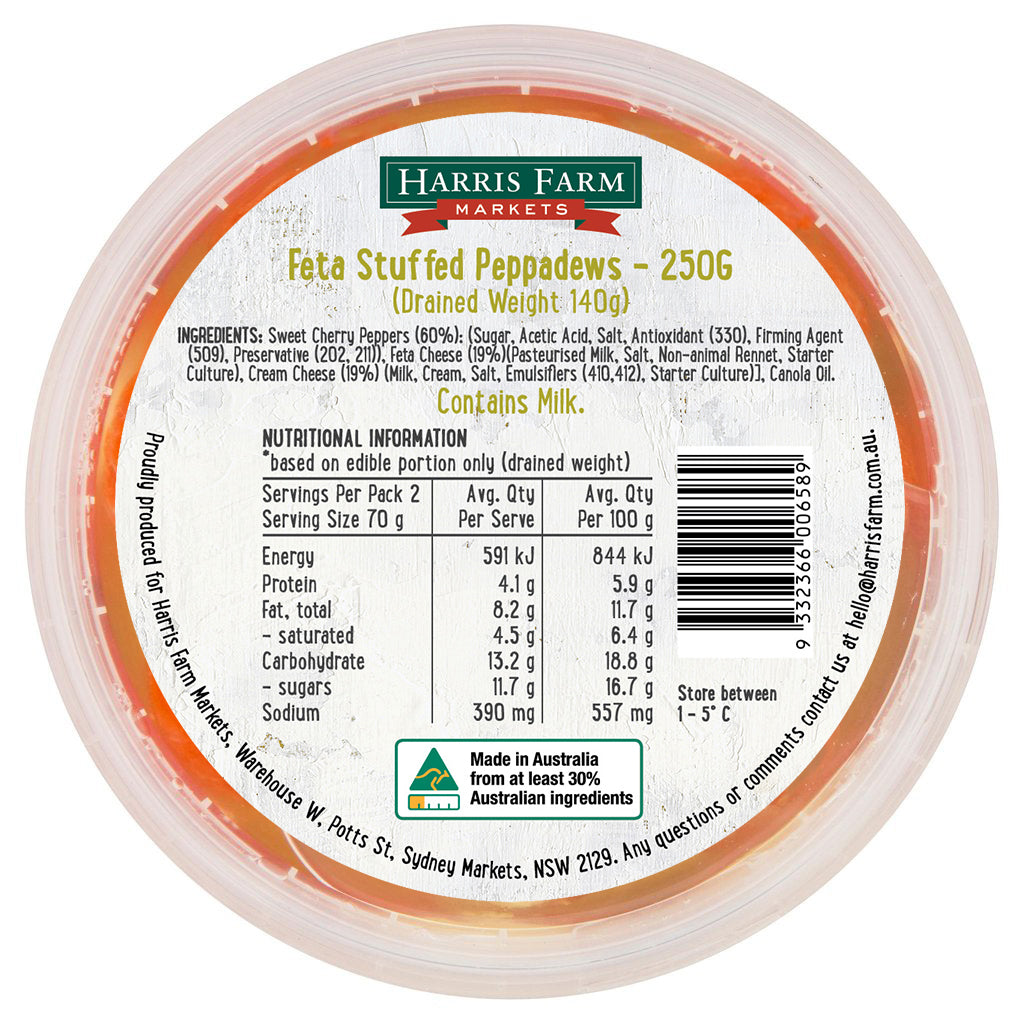 Harris Farm Feta Stuffed Pepperdews 250g
