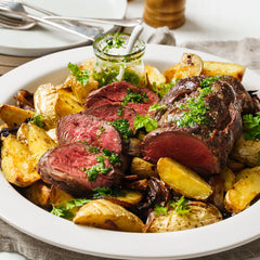 Beef Eye Fillet - with Roasted Potatoes and Chimichurri  |  Harris Farm Online