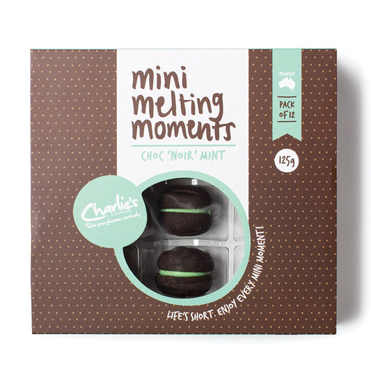 Charlies Dbl Choc Mint Melting Moments 125g , Grocery-Biscuits - HFM, Harris Farm Markets
