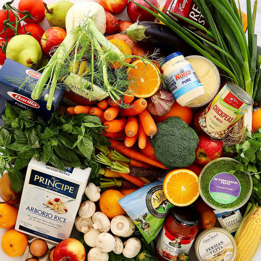 Dave's Vegetarian Recipe Box - Moroccan Eggplant, Wonton Stir Fry Noodles, Zucchini Pesto Cheese Risotto and Tomato Cheese Pasta Bake | Harris Farm Online