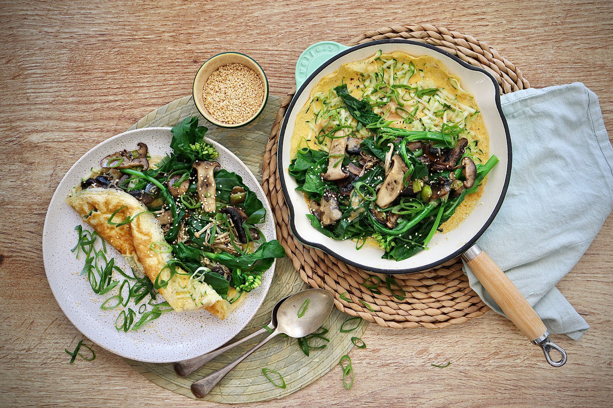 Asian Style Omelette - with Mixed Mushrooms and Choy Sum | Harris Farm Online