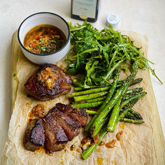 Grass Fed Eye Fillet Steak - with Tomato Garlic Salsa and Asparagus | Harris Farm Online