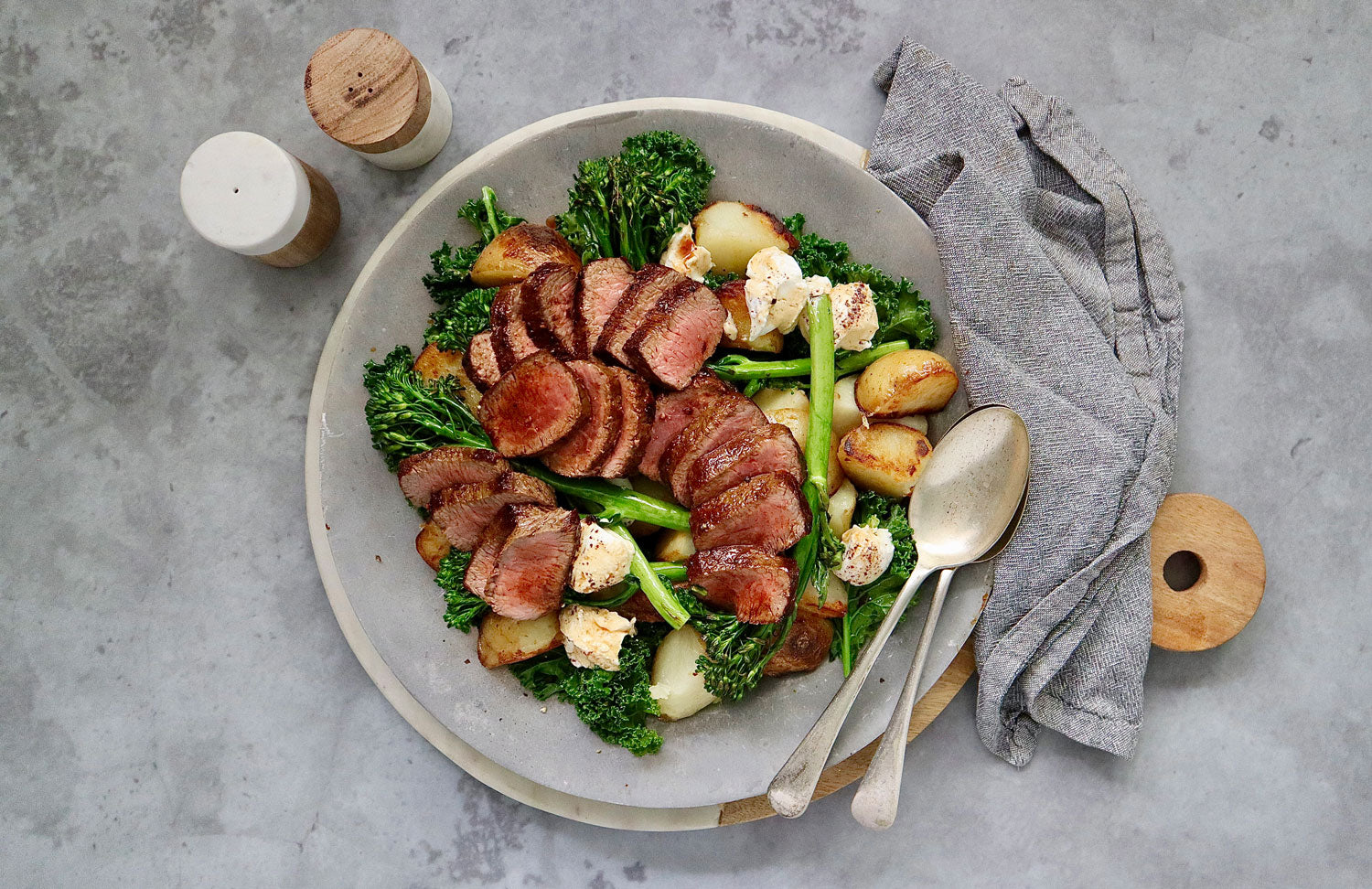 Lamb Backstrap - with Golden Potatoes and Labneh | Harris Farm Online