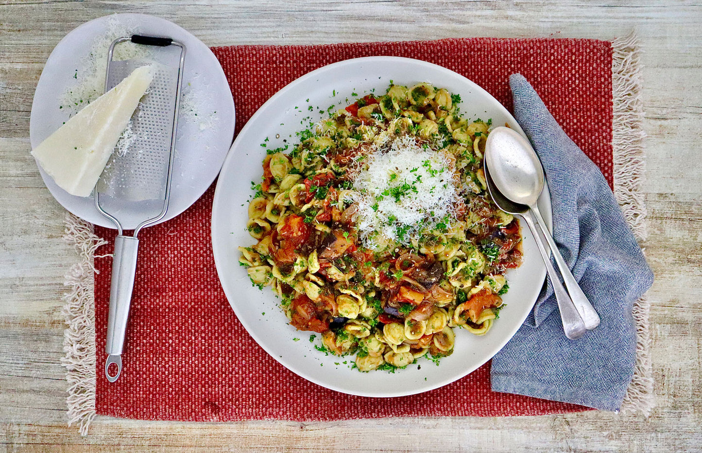 Spinach Orecchiette Alla Norma - with Tomato Eggplant and Pecorino | Harris Farm Online