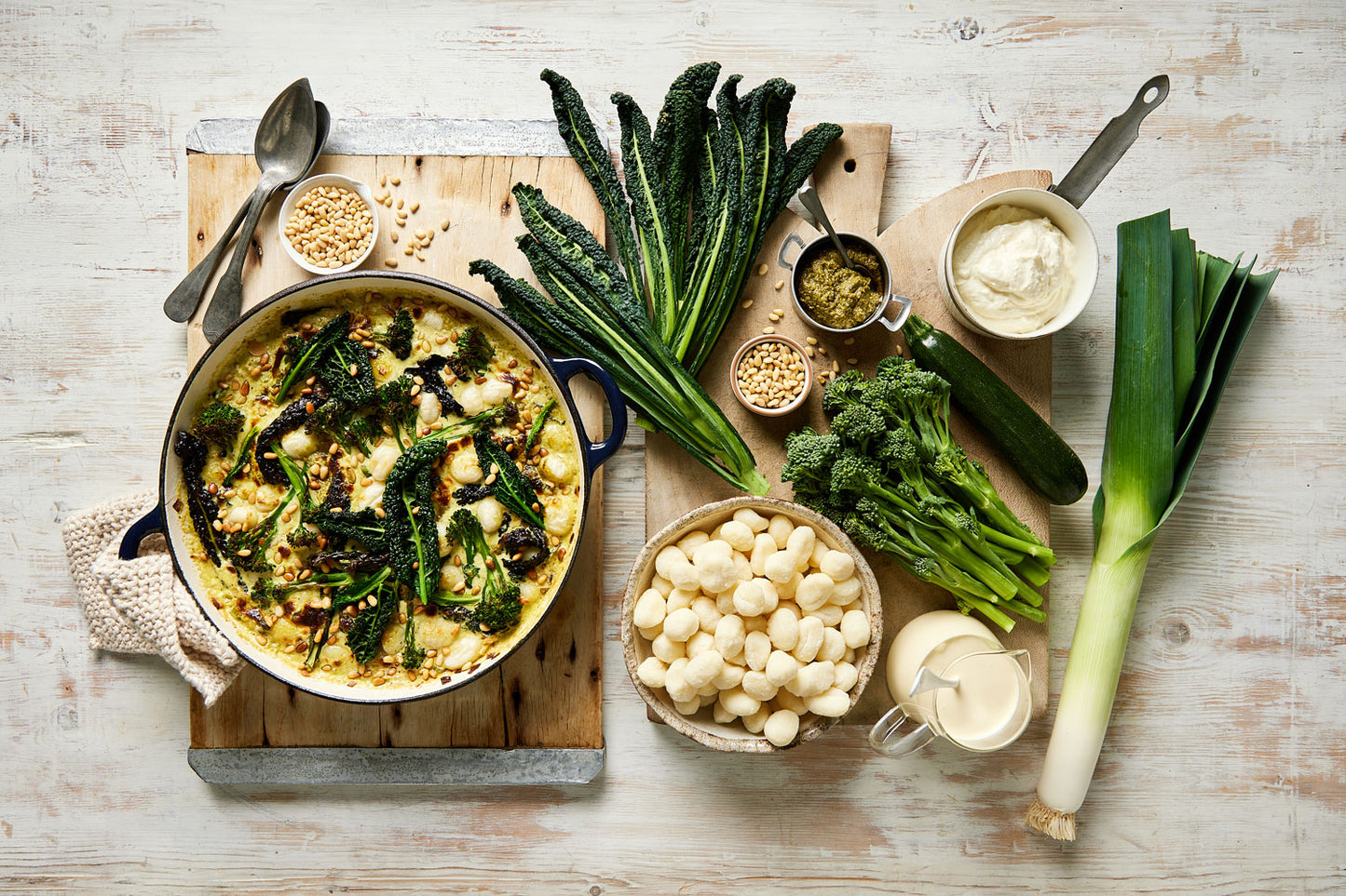 Ricotta Broccolini and Zucchini Baked Gnocchi - with Tuscan Cabbage