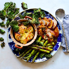 Honey Sage and Lemon Pork Fillet - with Asparagus and Cauliflower Gratin | Harris Farm Online