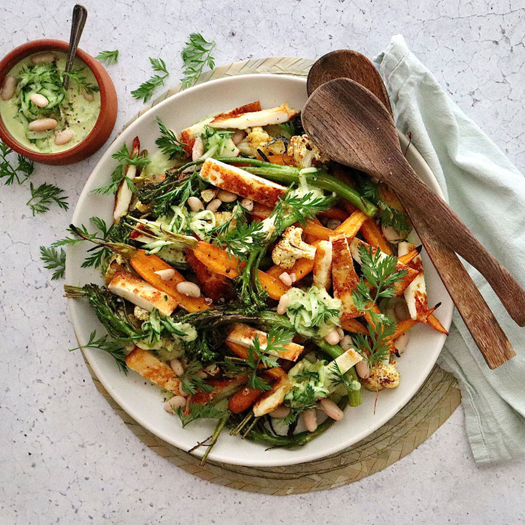 Moroccan Roasted Vegetables - with Halloumi and Cannellini Bean Puree |  Harris Farm Online