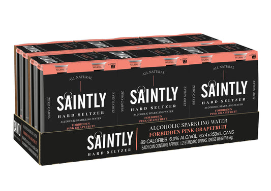 Saintly Seltzer Forbidden Pink Grapefruit Case | Harris Farm Online