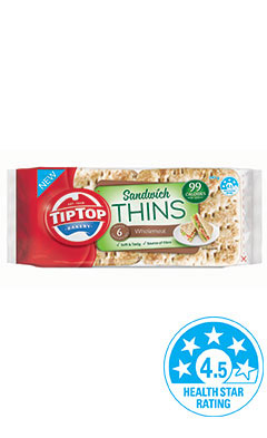 Tip Top Sandwich Thins Wholemeal x6 240g