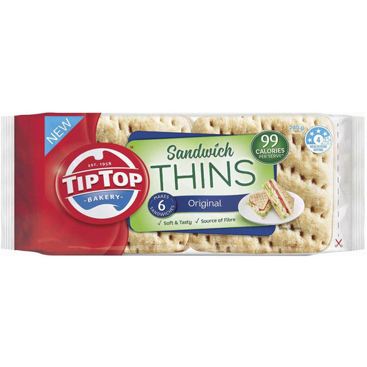 Tip Top Sandwich Thins Original x6 240g