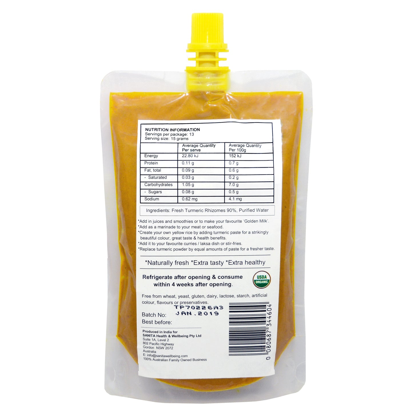 Sanita Turmeric Paste Organic 200g
