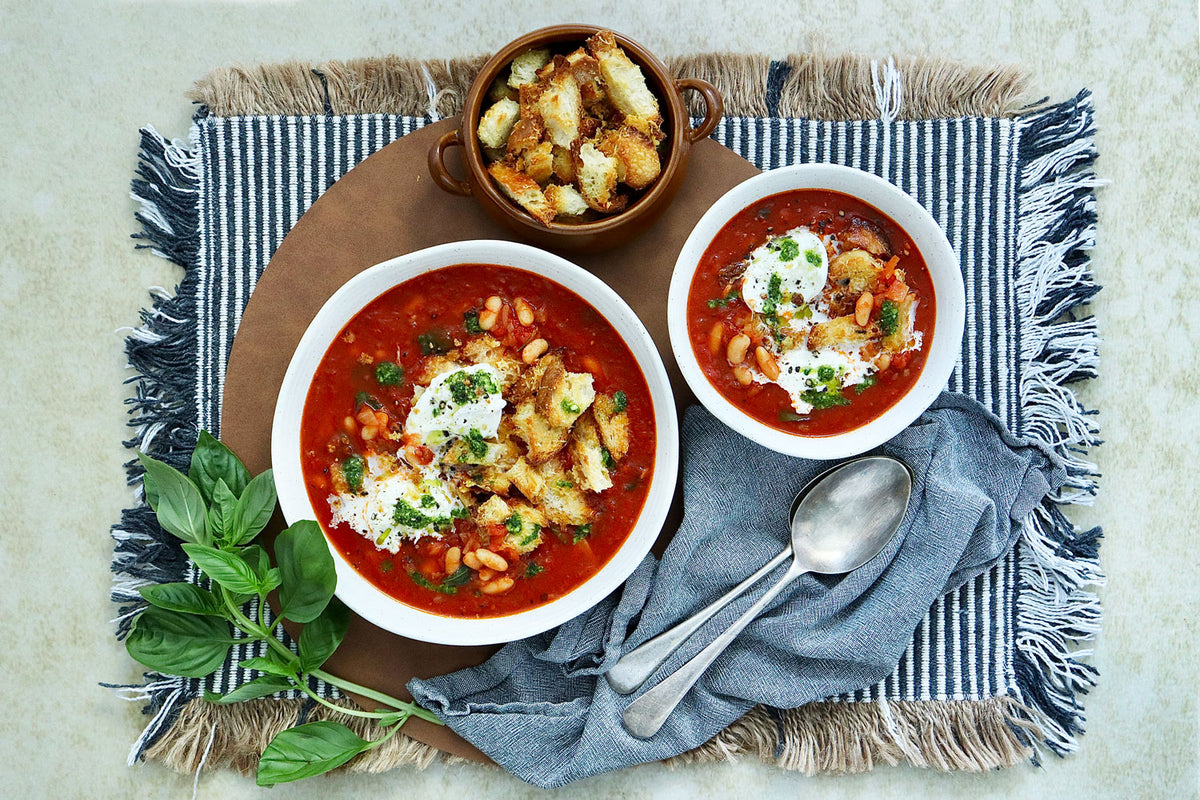 Tomato, Cannellini Beans and Buffalo Mozzarella Soup  |  Harris Farm Online